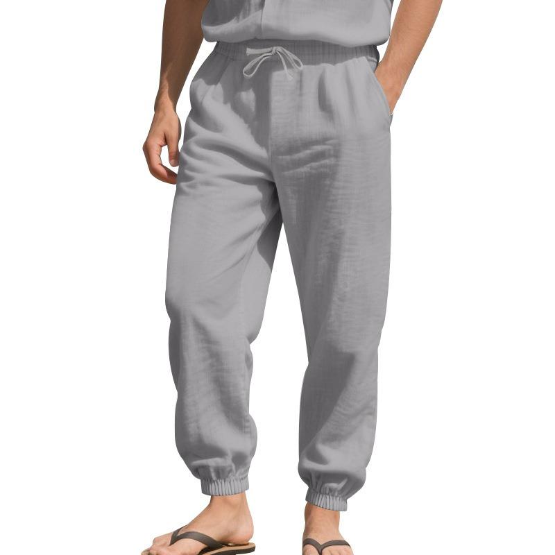 Four Seasons Beach Trend Men's Loose Linen Large Size Casual Sports Tights Men's Trousers