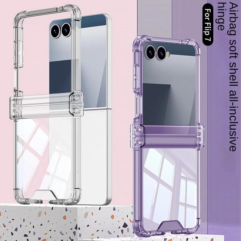All-inclusive Hinged Four-corner Anti-drop Phone Case for Samsung Galaxy Z Flip 7 FE 6 5 flip7 Transparent Shcokproof Back Cover