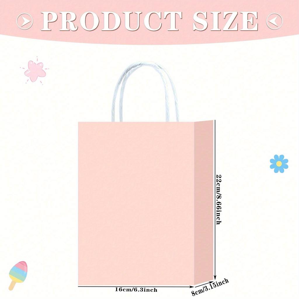 Colorful Kraft Paper Gift Bags with Handle, Gift Wrapping Bags for Party, Birthday, Valentine's Day, Christmas, Candy Bags