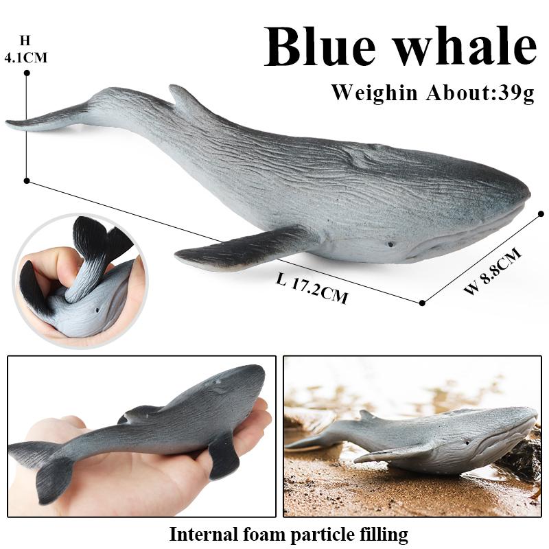Oenux Sea Life Animals Soft Shark Whale Dolphin Squid Pufferfish Crab Model Action Figures Anti Stress Relief Toy Kids Gift