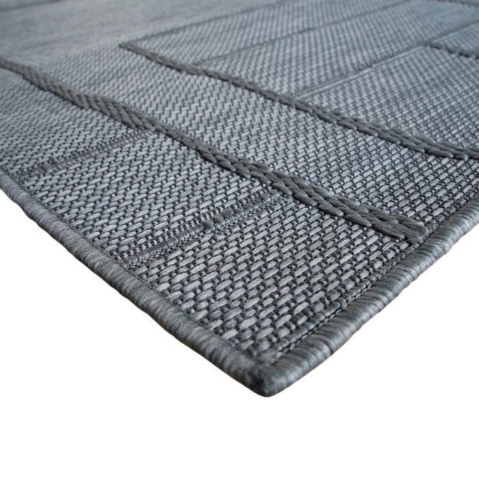 Outdoor/Indoor Rug Natural Jute Look Moisture and UV Resistant Ariane Pattern 120 X 160 Cm Grey