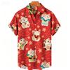 2026 Camicia Hawaiana Stampata Gatti Estiva da Uomo per Vacanza al Mare Top Casual Ampio Quotidiano