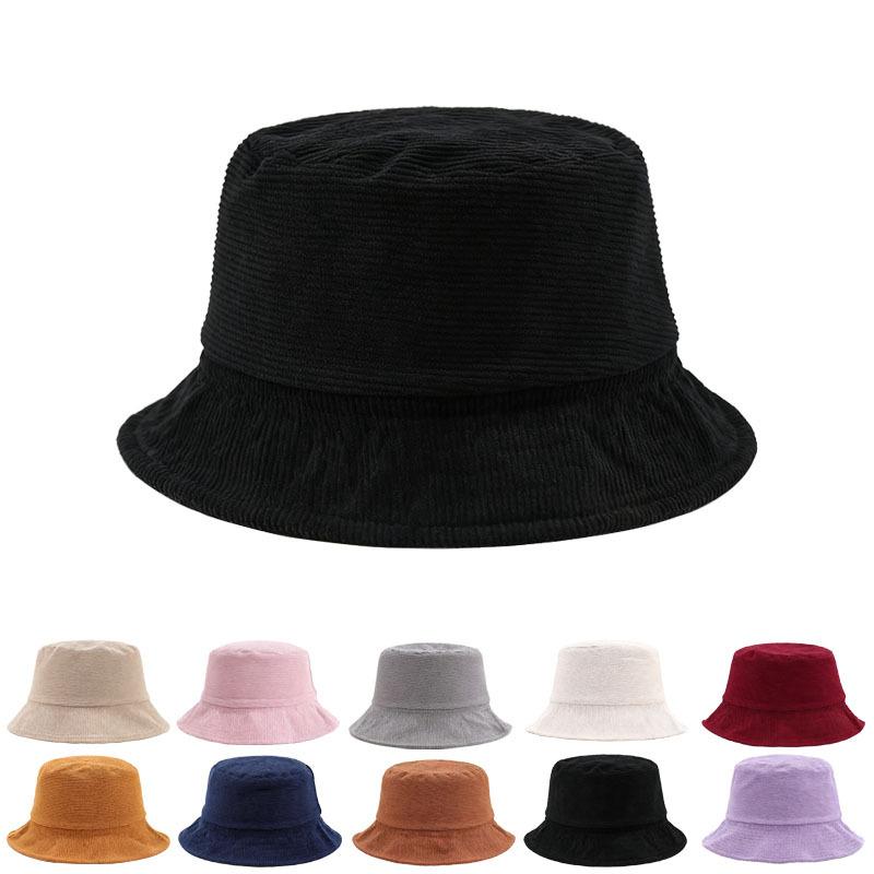 New Cross-Border Corduroy Bucket Hat Large Head Circumference Fashionable Versatile Casual Internet Celebrity Digital Sun