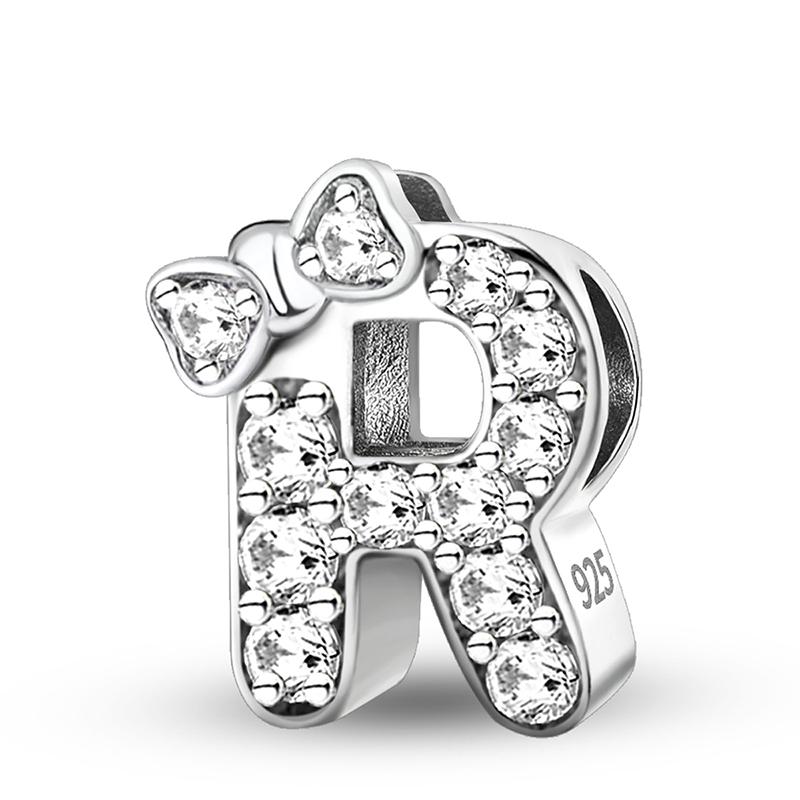 Copper Butterfly Knot Letter Series Zircon Charms Bead Fit Original Pan Bracelet Bangle Diy Jewelry For Women Gift