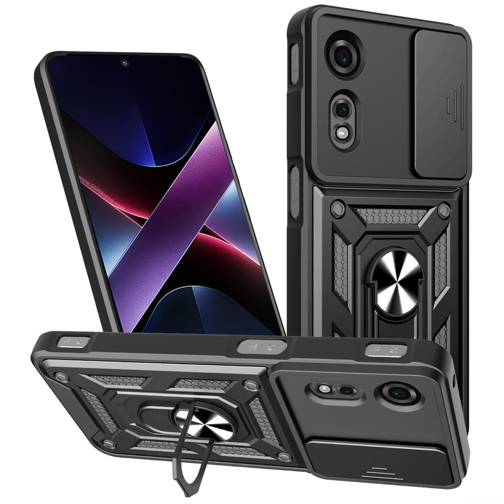 For ZTE Nubia Neo 2 5G Case with Slide Camera Lid PC+TPU Kickstand Phone Cover