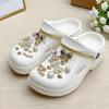 24PCS Luxury Design Shoe Charms Set Accessories for Clogs Shoe Buckle Gold Plated Bear Rhinestone Bow Chain DIY Shoes Decoration