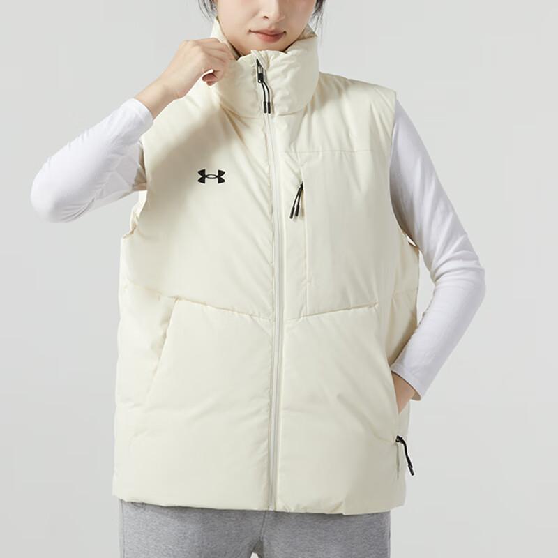 Under Armour Solid Color Stand Collar Sport Outdoor Running Casual Down Vest Unisex Vests White 23600803-101