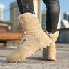 New Large Size High-top Velvet Warm Snow Boots Outdoor Hiking Shoes Non-slip Thick-soled Versatile Military Boots