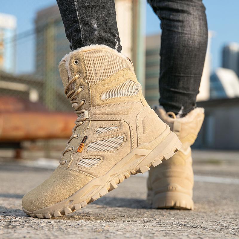 New large size high-top velvet warm snow boots outdoor hiking shoes non-slip thick-soled versatile military boots