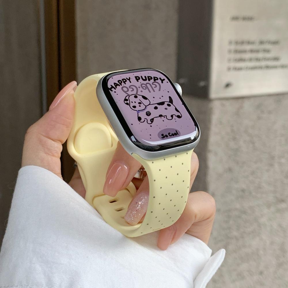 Wide Floral Polka Dot Silicone Strap Butterfly Buckle for Apple Watch Series12 11 10 SE1 2 3/Ultra4 3 2 38/42/45/49 mm
