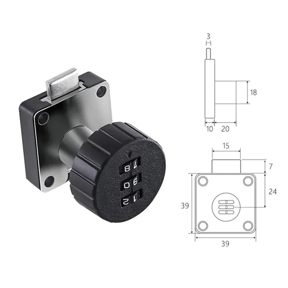 Schubladencodelock 3-stellige Kombination Passwort Schlüsselloses Schubladen-Nockenschloss Schrank Briefkasten Kleiderschrank Möbel Türbeschläge