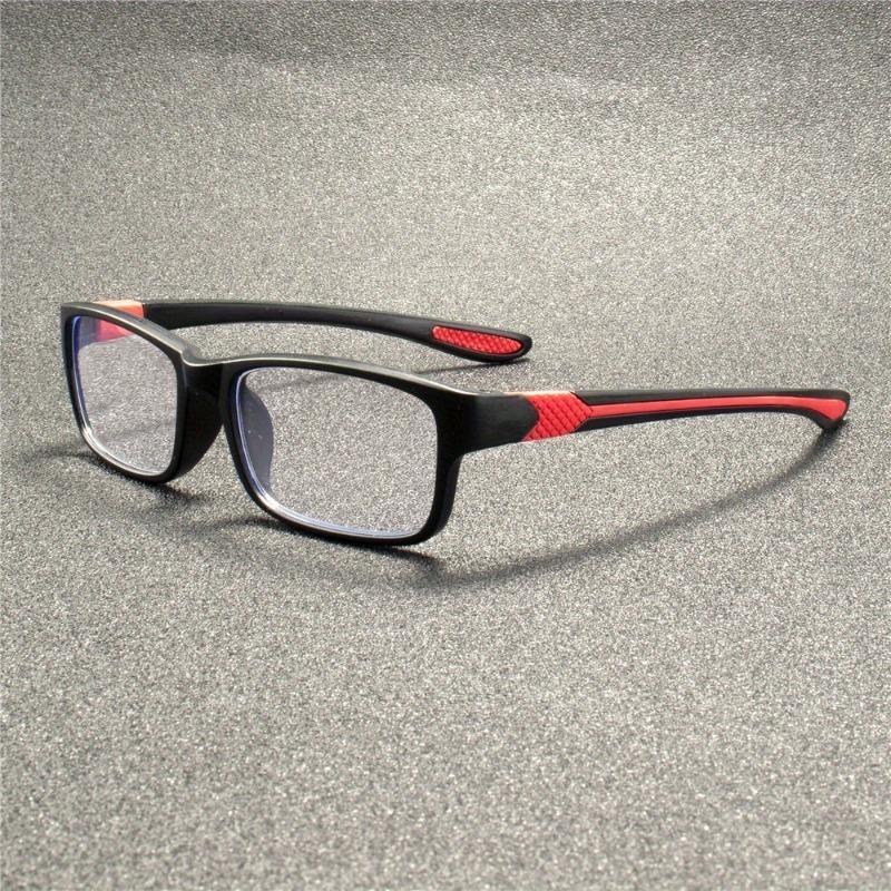 4 Pairs of Sports Reading Glasses Blue Light Blocking Full Frame Square Red and Blue Accents Eyewear
