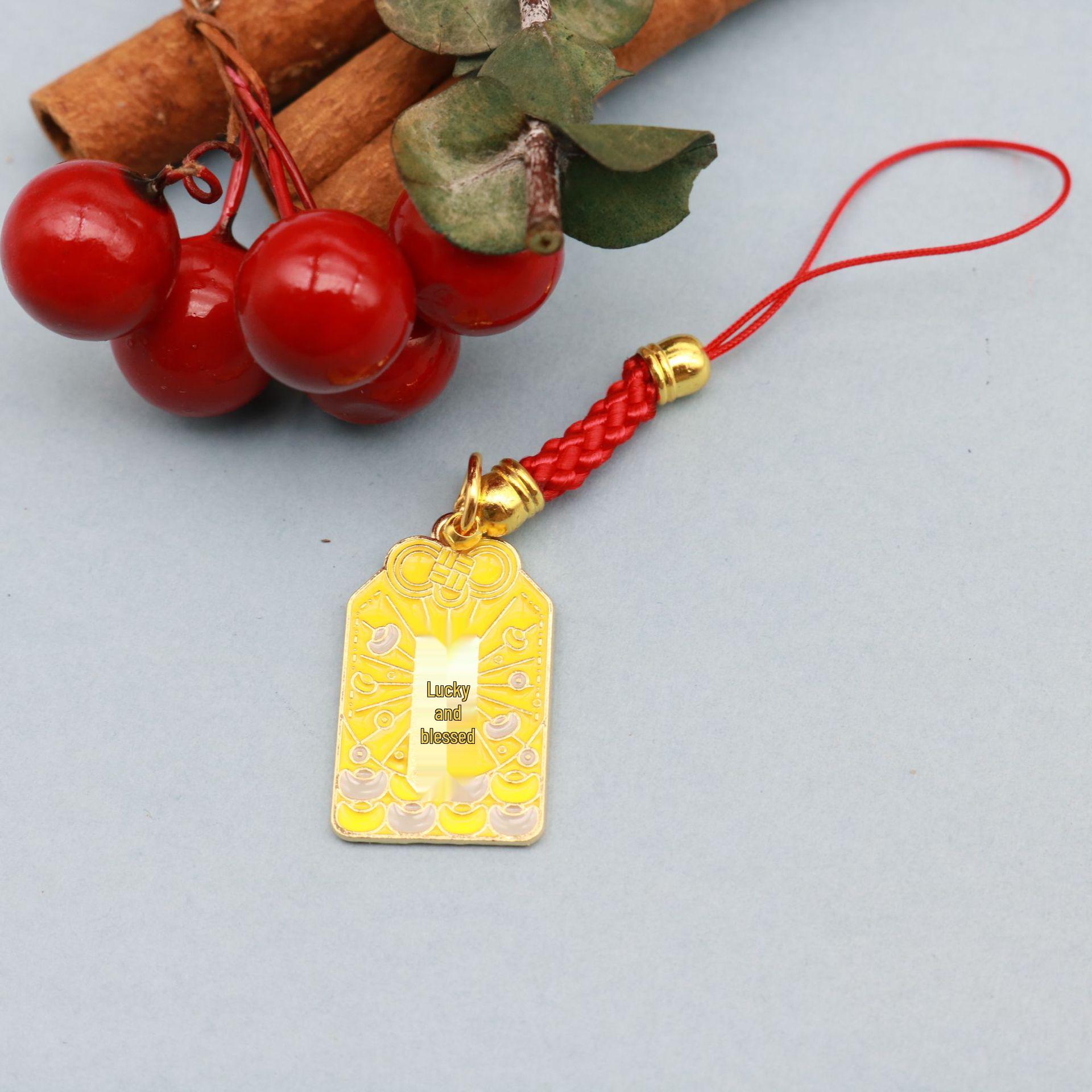 Chinese Style DIY Keychain: Peace & Success Enamel Alloy Pendant