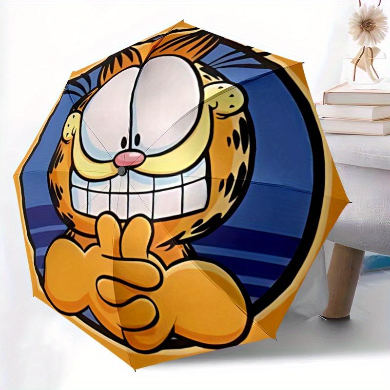 1pc Garfield Cat Automatic Open/close Folding Portable Umbrella with 8-Rib Structure for Women/Men, All-Season Use A0901018