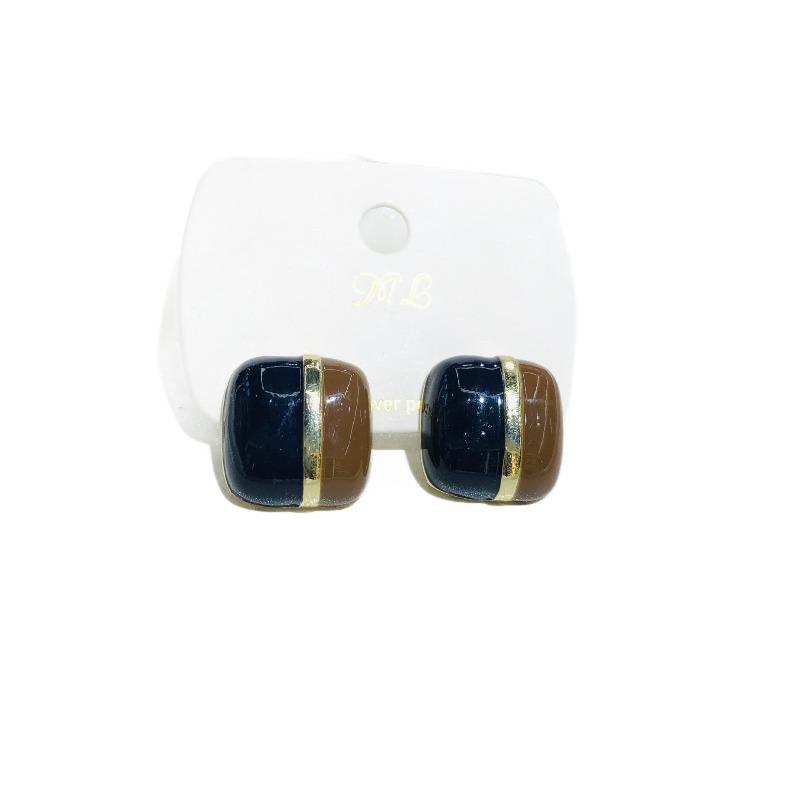 Vintage Wine Red White Mix Color Enamel Metal Geometry Square Stud Earrings for Women Girls Party Jewelry Gift