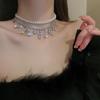 Collana a Clavicola con Nappa di Perle e Farfalla in Stile Coreano
