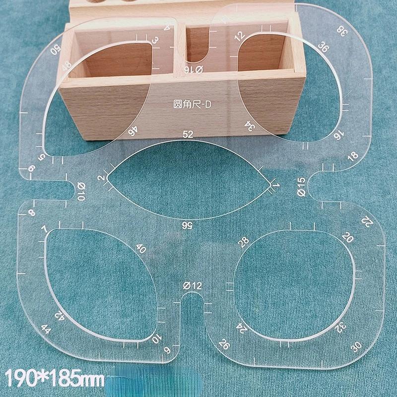 4Styles Acrylic Rounded Corner Ruler Handmade R Rulers Leather Pattern Drawing Ruler Full Size Template DIY Handmade Tools
