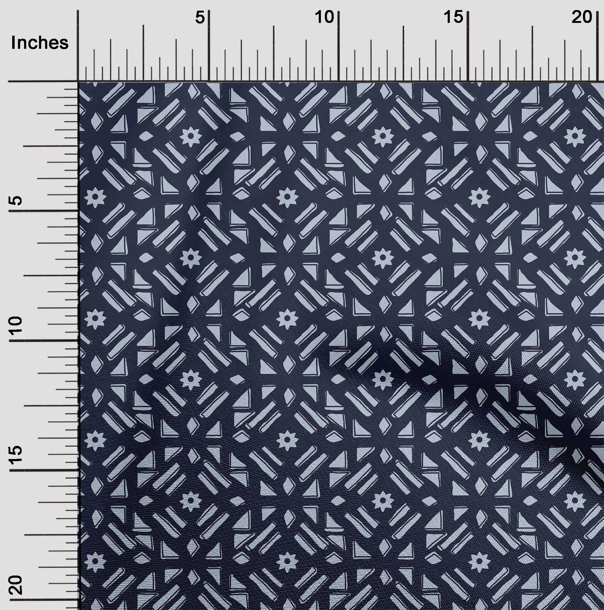 

oneOone Cotton Flex Fabric Geometric Block Printed Craft Fabric BTY 40 Inch 42 Inch - Viscose Chiffon синій
