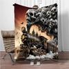 Skull Train Pattern Soft Flannel Blanket,Keep Warm Throw Blanket Comfortable Blanket for Picnic Beds Sofa Home Bedroom Kids Gift