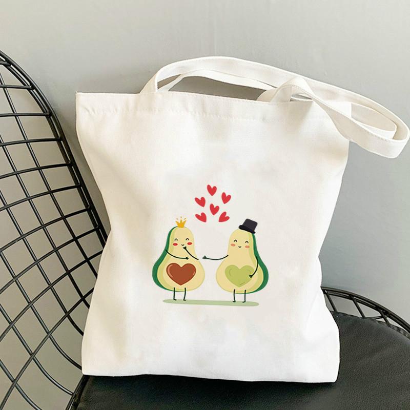 Avocado Bags 2021 Tote for Women Canvas Summer Shopper Bag Women's Handbag Designer Handbags Fabric Printed Shoping Anime Woman