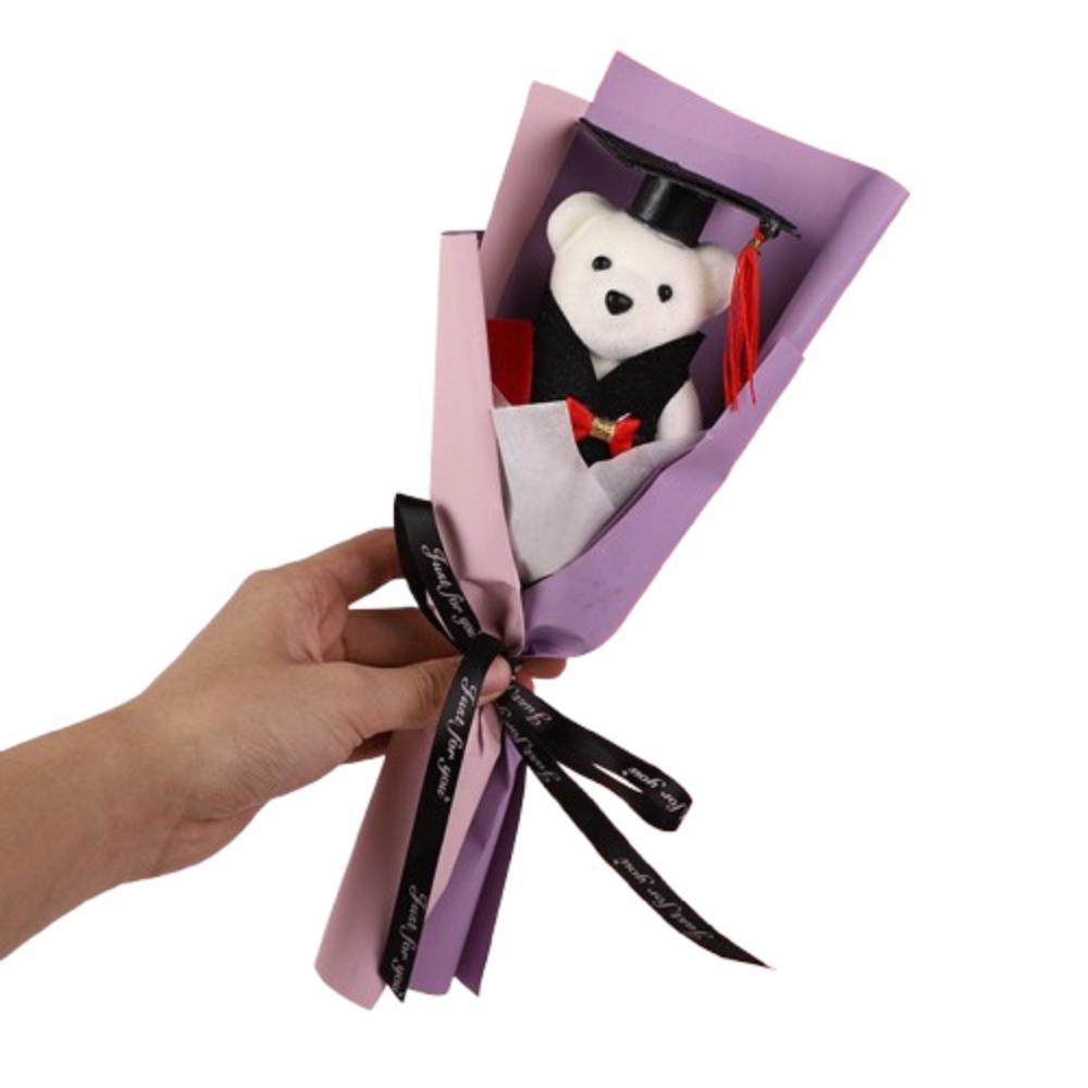Chic Bear Plush Bouquet Cartoon Graduation Gift Creative Doctoral Bear Toy  Graduation Season