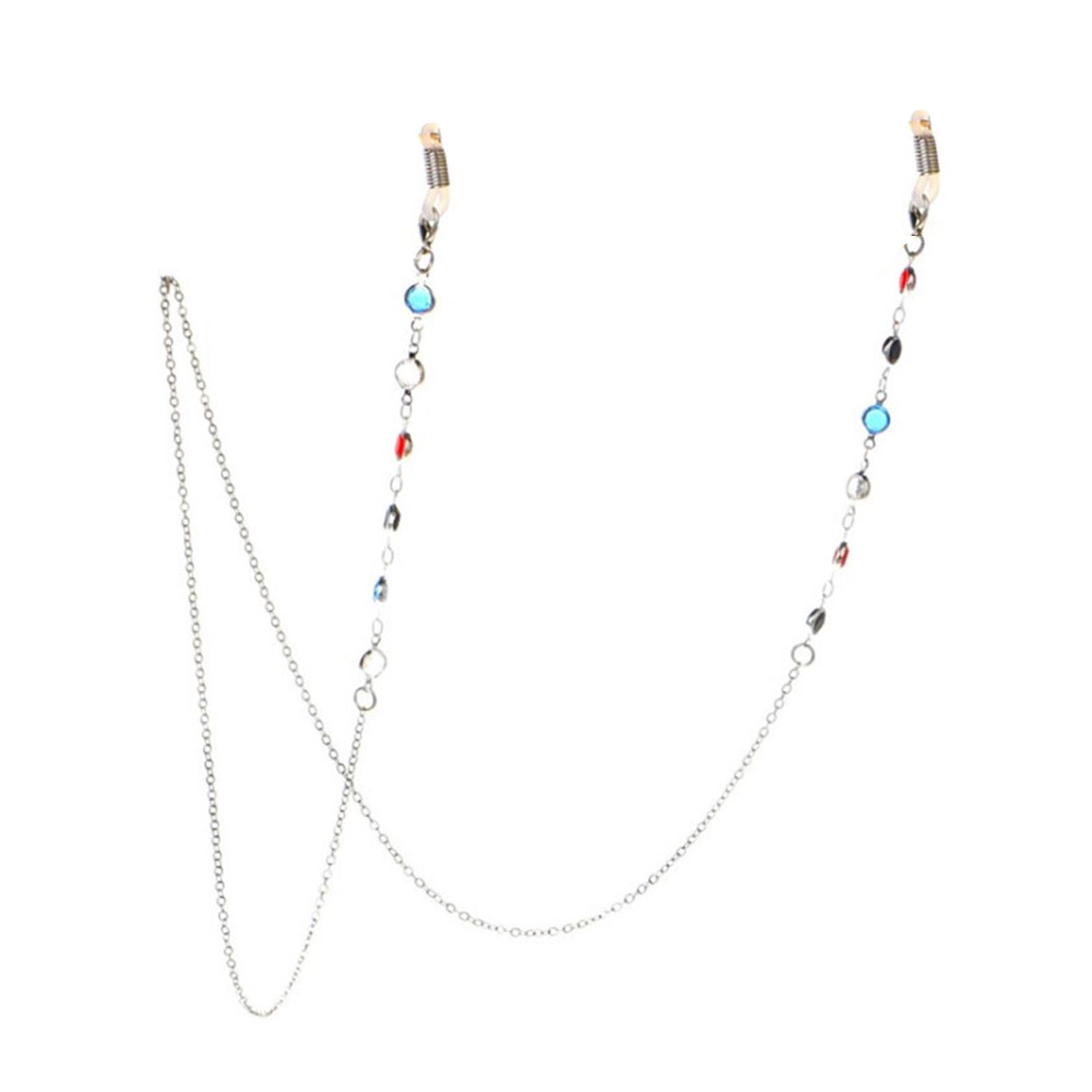 

Элегантная противоскользящая цепочка для очков Модная цепочка для очков Цепочка для очков с бусинами Женский аксессуар для очков серебряный