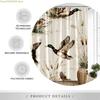 1pc Rustic Farmhouse Duck Shower Curtain with Flying Mallards and Reeds Nature Theme Bathroom Decor Bath Divider Hanging Curta
