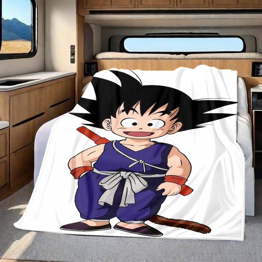 1PZ Coperta Morbida in Flanella con Stampa Carina di Son Goku, Alta Qualità per Tutte le Stagioni, Decorazione per la Casa, Calore e Comfort, Perfetta per Regali di Natale