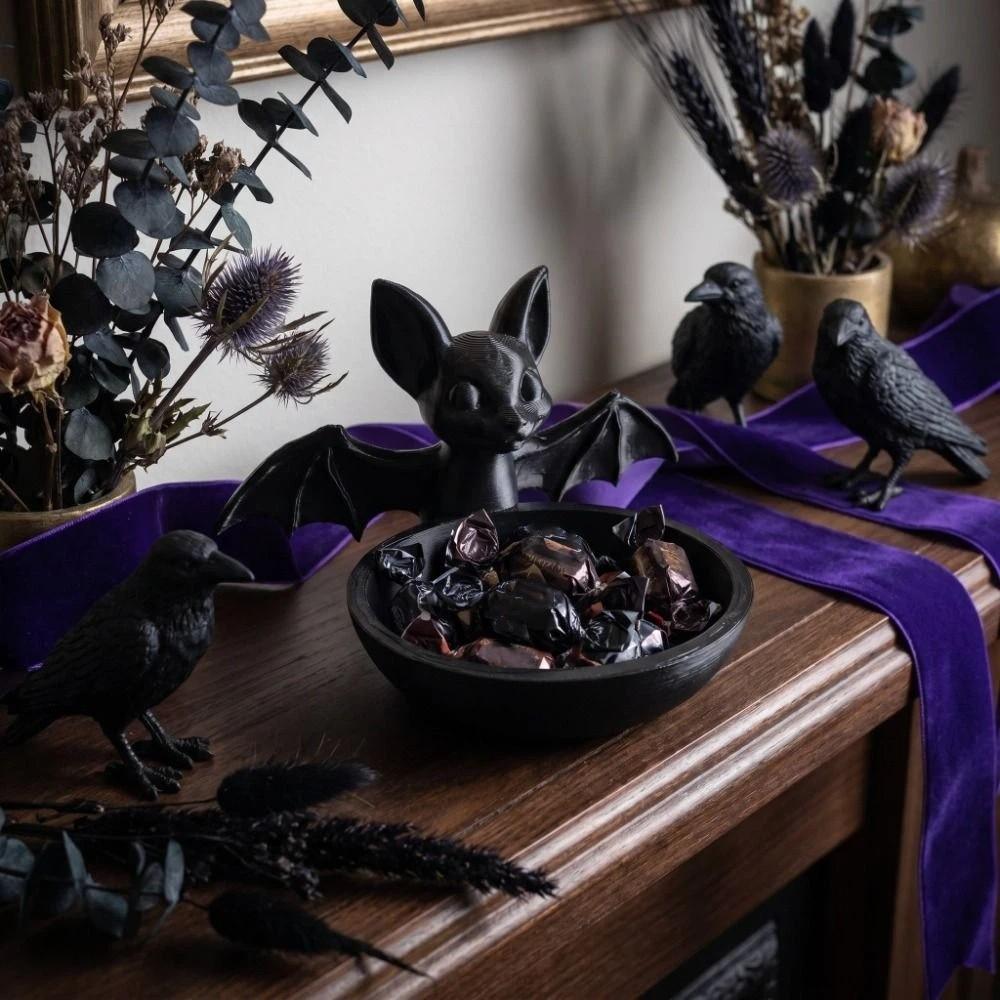Halloween Bat Storage Box Gothic Style Display Holder Container Bat Decorative Tray  Halloween