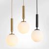 Modern Glass Pendant Light Brass Black Milk Ball LED Chandeliers Lighting for Bedroom Dining Stairs Ceiling Hanging Lamp Lustres