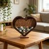 Holz-Herzförmige Muschelglas-Displaybox Küsten-Displayrahmen für Muscheln Sand Strandurlaub Tischdekoration Andenken Geschenk für Strandliebhaber