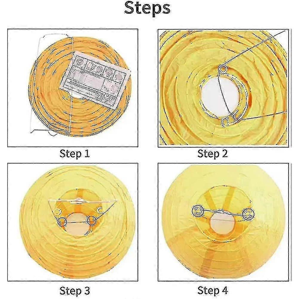 20 Pcs Colorful Round Paper Lanterns With Wire Ribbing, Different Sized (white) - RiRi