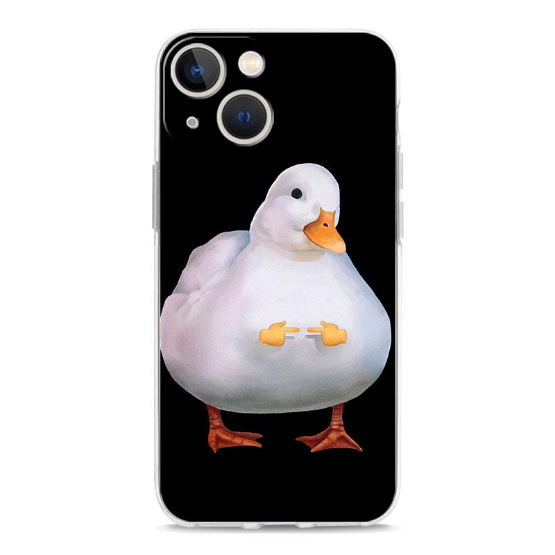 Cartoon Doubt Duck Transparent Phone Case For iPhone 15 16 14 13 12 11 Pro Max XS X XR SE 7 8 Plus TPU Clear Lens Protect Cover