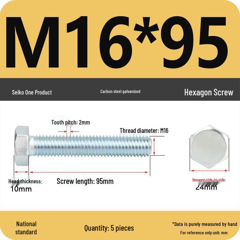 8.8 Grade Galvanized Hex Head Bolt, High-Strength M4-M30