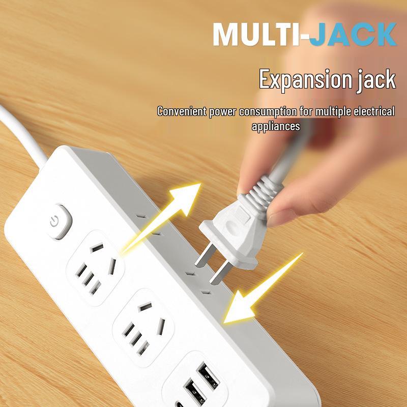 USB Skjøteledning med Forlengelsesledning og Multi-kontakt Skrivebordslist for Smart Livsstil