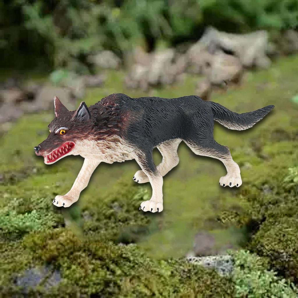 Mini Wolf Figurine Early Educational Toy Collection Crafts Realistic Detailed Action Figure for