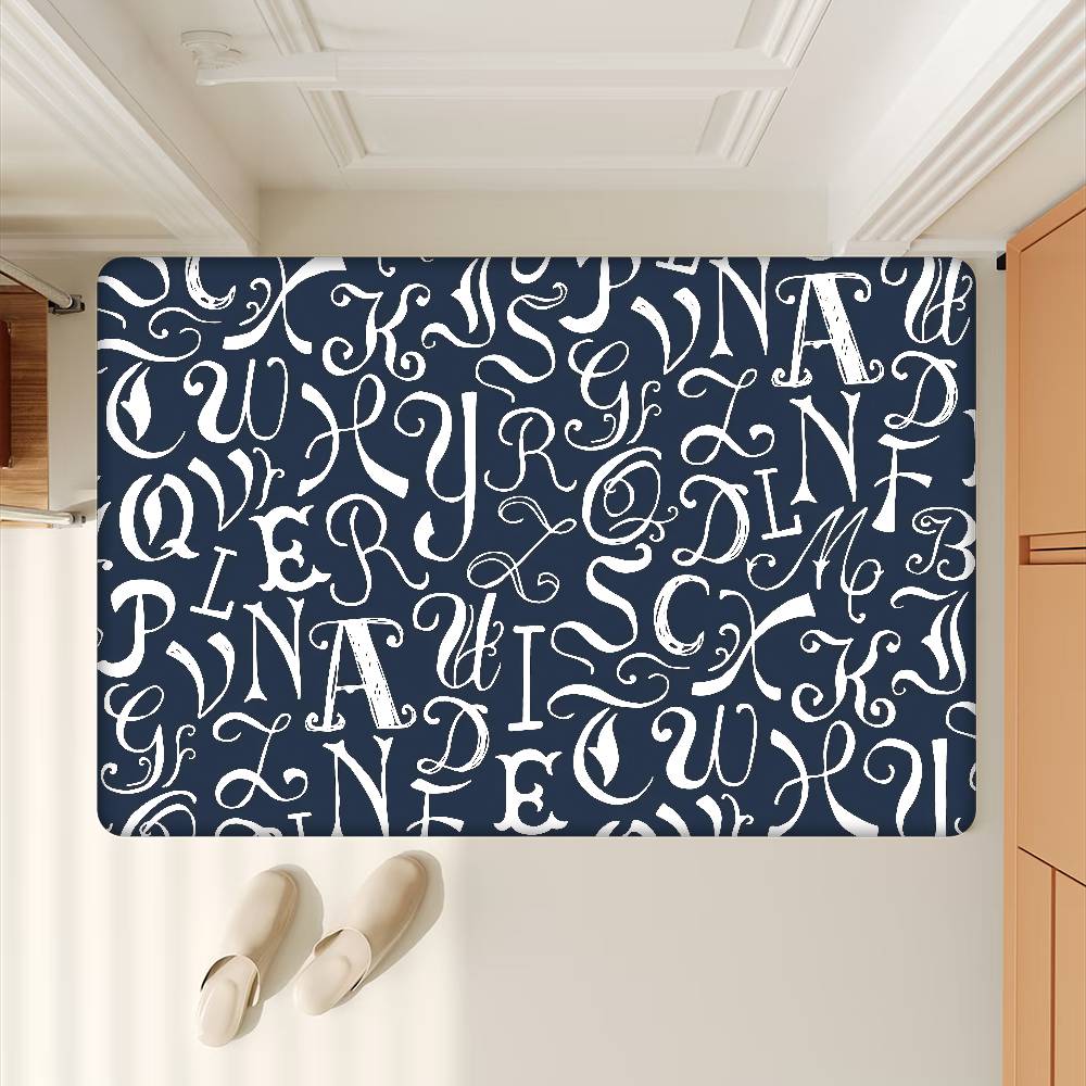 The English Letters Hallway Carpet Retro Multiple Choice Living Room Kitchen Rug Non-Slip Welcome Rug