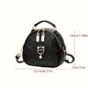 Geometric Embossed Crossbody Bag, Small Color Contrast Handbag, Cute Cat Dome Shoulder Purse