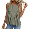 Women’s Sleeveless Pleated Tank Top Casual Loose Fit Crew Neck Blouse Simple Solid Design for Daily Wear