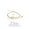 Yhpup Stainless Steel Zirconia Snake Chain Double Layer Anklet Exquisite Fashion Basic Casual Lightweight Jewelry Gift