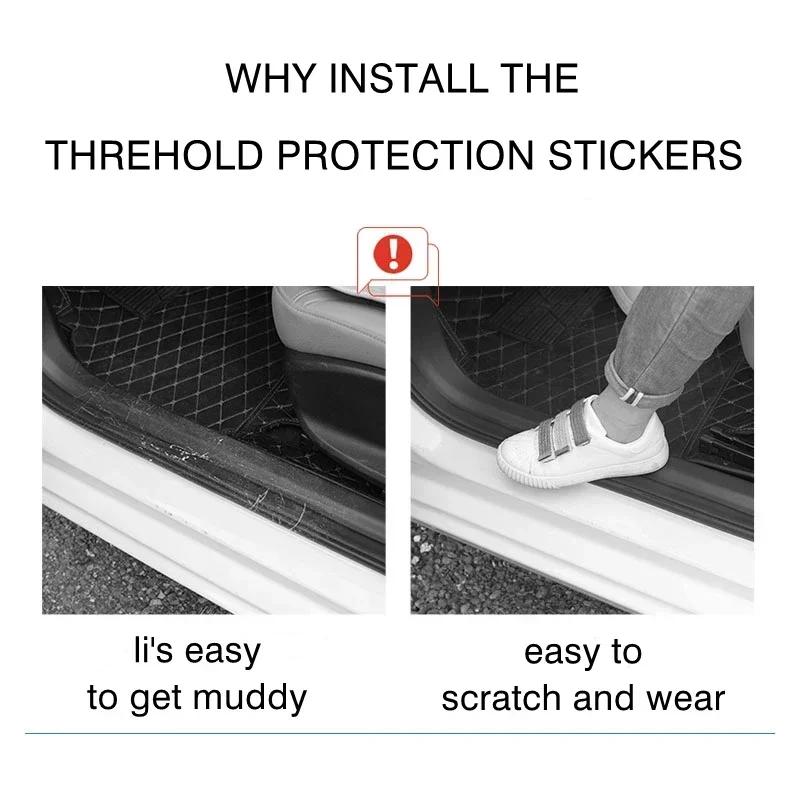 High-quality Carbon Fiber Car Door Sill Protector Sticker For VW Golf Amarok Phaeton T5 Teramont ID3 Tiguan T-Cross GTI GTD CCAL8