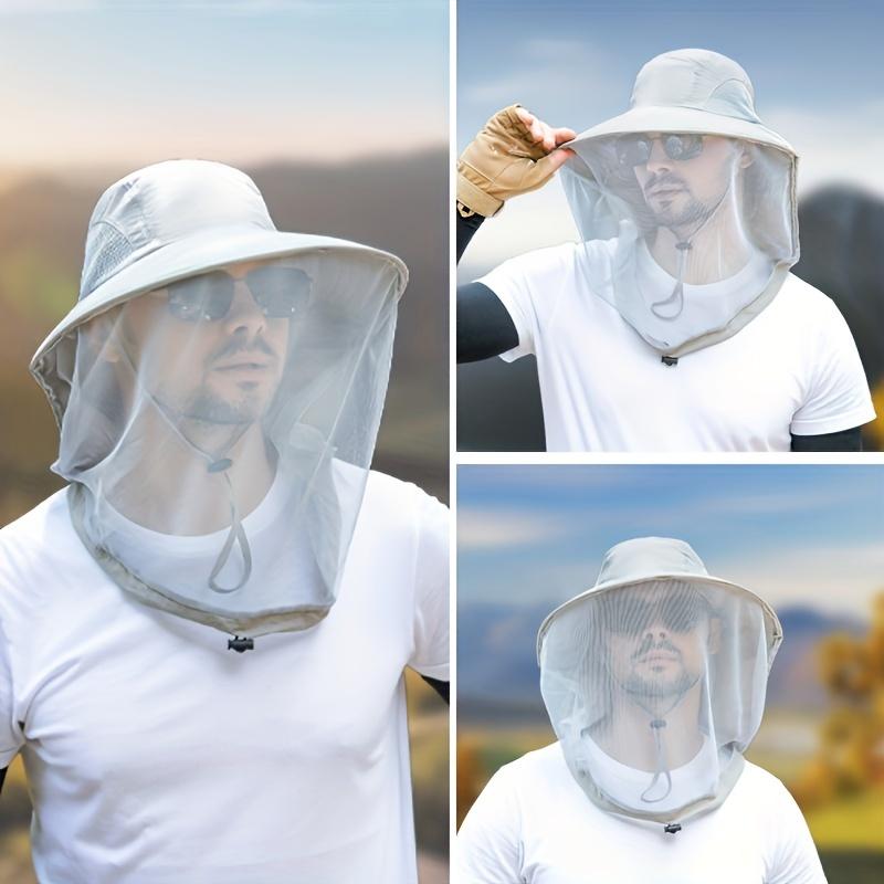1pc Bucket Hat with Net Mesh, Summer Anti-Mosquito Hat for Outdoor Fishing Hiking Gardening