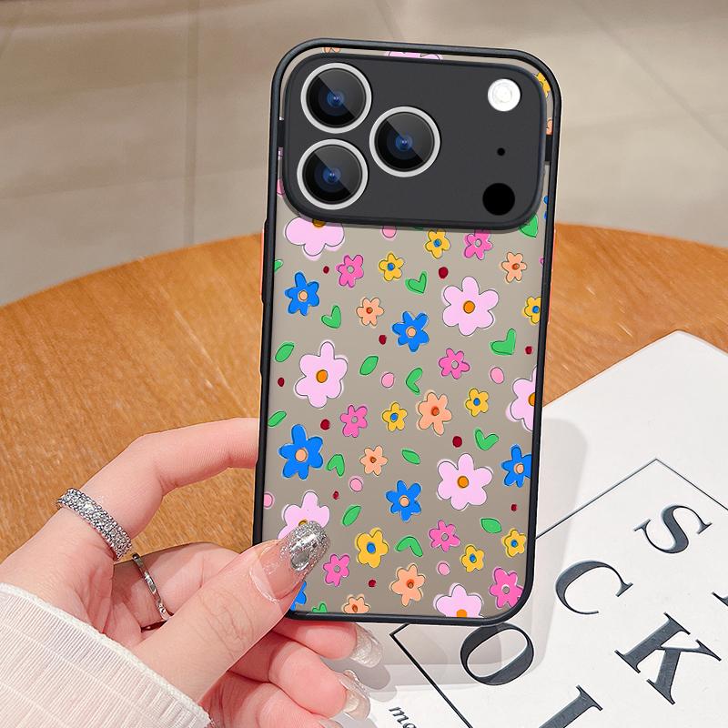 Small Flowers Pattern Phone Case For iPhone 17 Air 16 15 14 Pro Max 13 16 17 Pro 16e 17 Matte Shockproof Soft Edge Hard PC Cover
