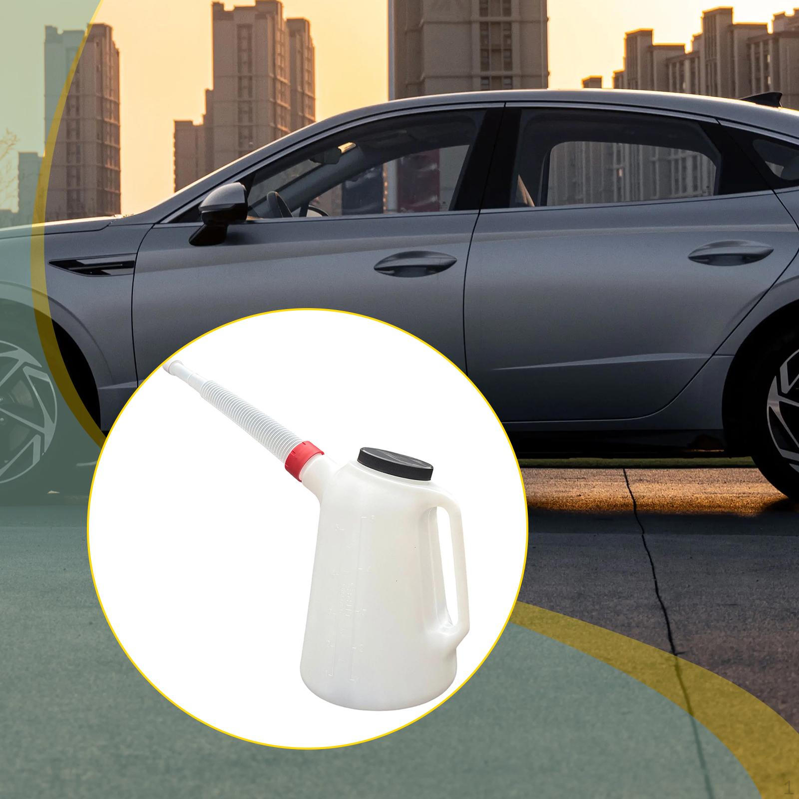 

Oil Jug with Spout Measuring Container Handle Portable Universal Leakproof 5L Pot