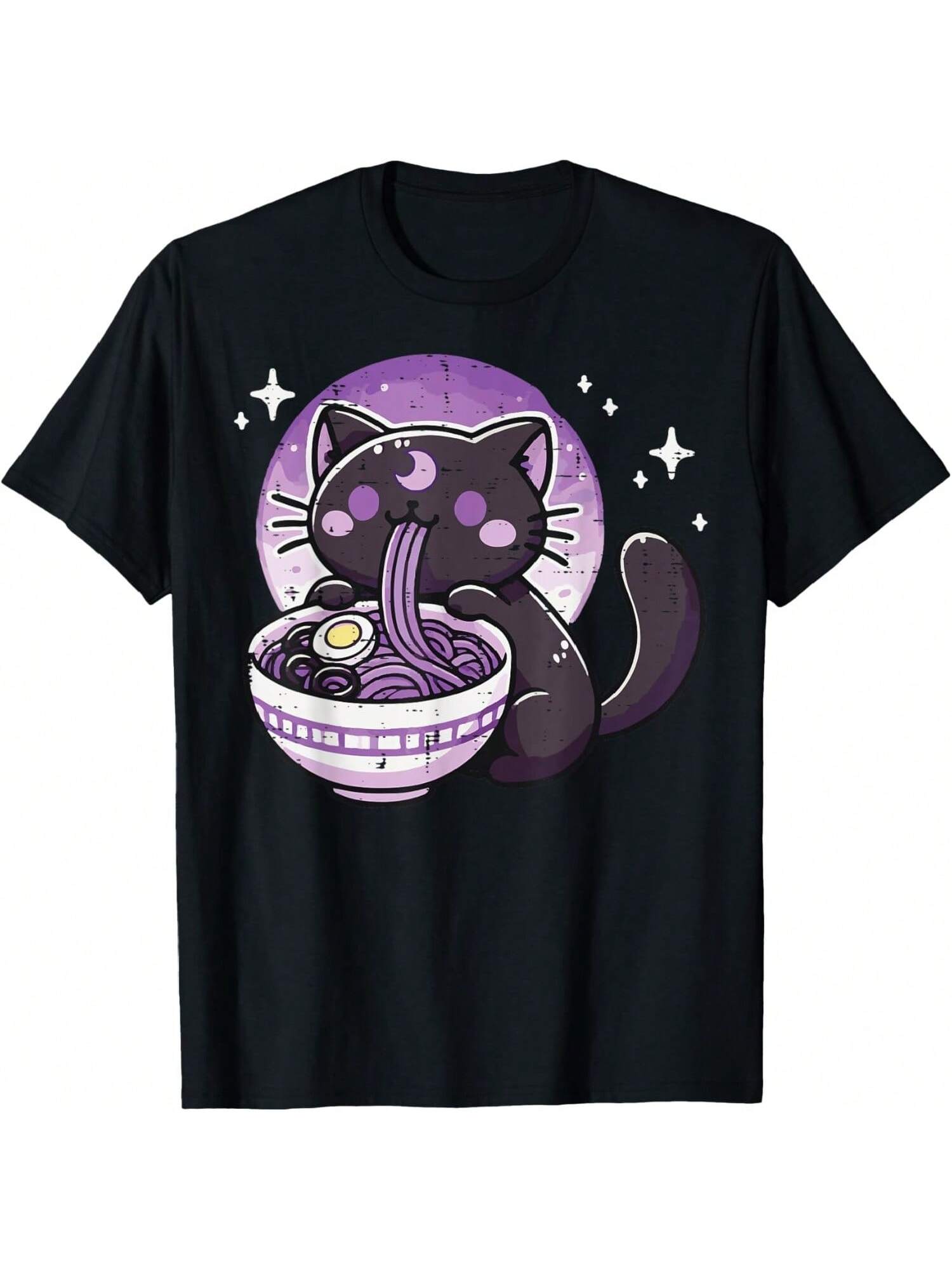 Anime Cat Raunisex Moon Kawaii Japanese Food Wounisex Kids unisex T-Shirt S разноцветный