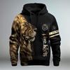 Fierce Animal Lion Pattern 3D Digital Printing Men's Fashionable Hooded Sweatshirt