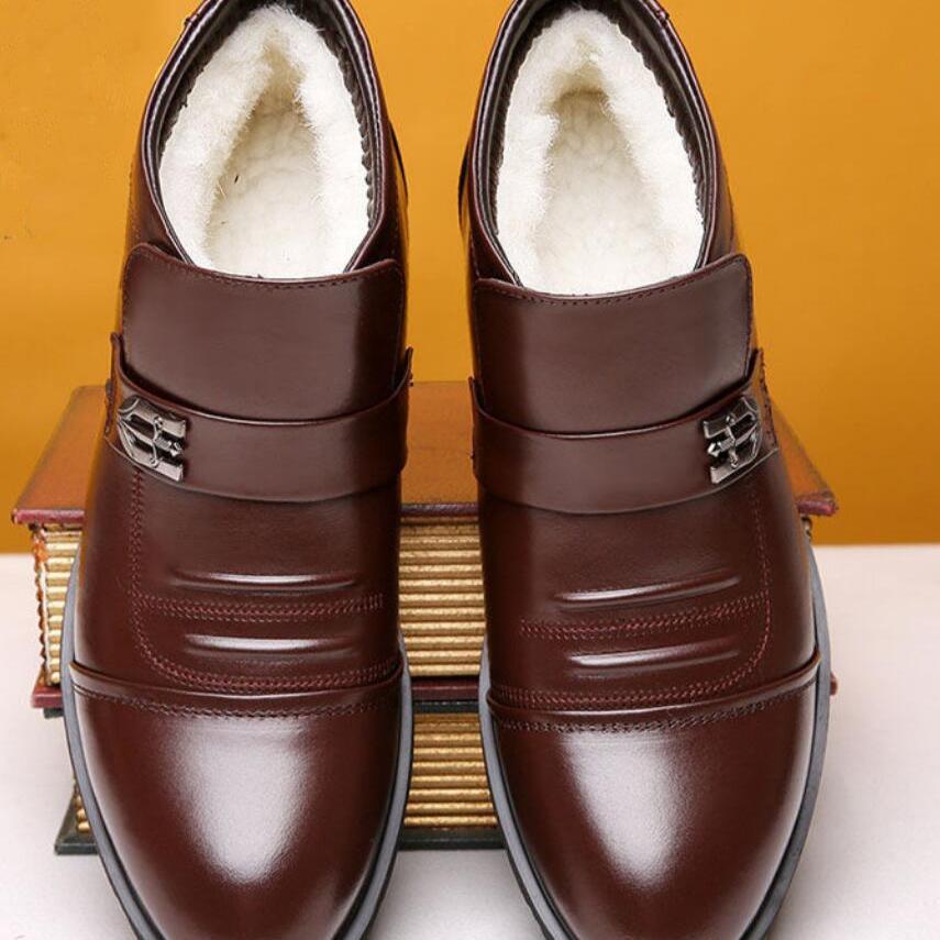 Zimní pánské boty Chelsea z pravé kůže, módní vlněná izolace, outdoorové business kožené boty, pánské protiskluzové sněhové bavlněné kotníkové boty