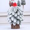 Snow Dusted Christmas Tree Desk Decoration With Wood 20cm Height For Living Room Bedroom Tabletop Decoration