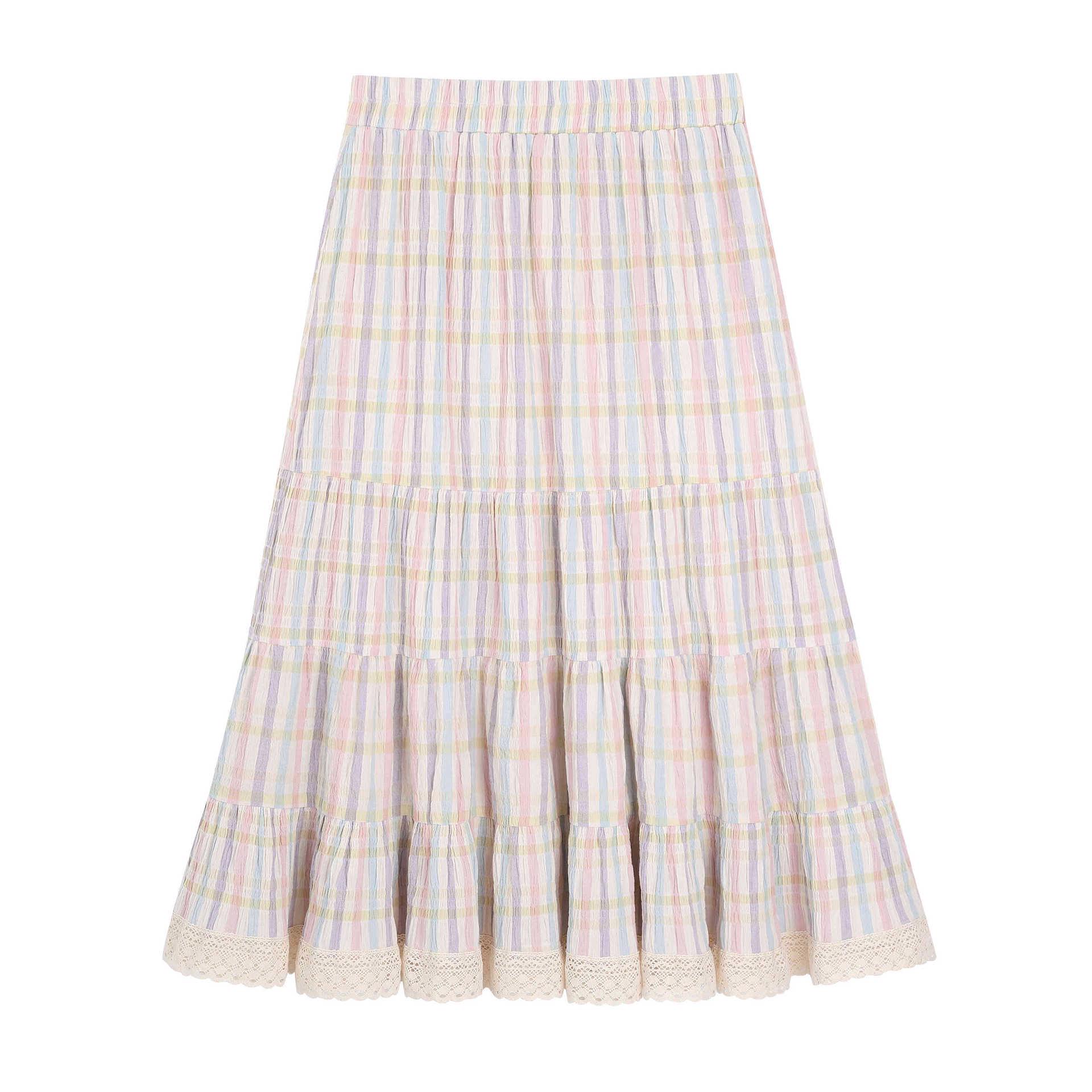 

Plus-Size Korean Style Rainbow Stripe Patchwork Skirt - Flattering Design, Slimming Effect 5XL (Recommended 100-110 kg)