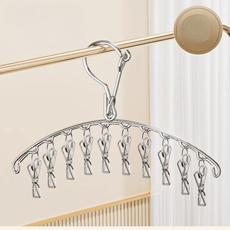 A Windproof And Non-Slip Balcony Clothes Drying Rack Designed to Save Space, Featuring 30 Clips, Suitable for Apartments And Terraces